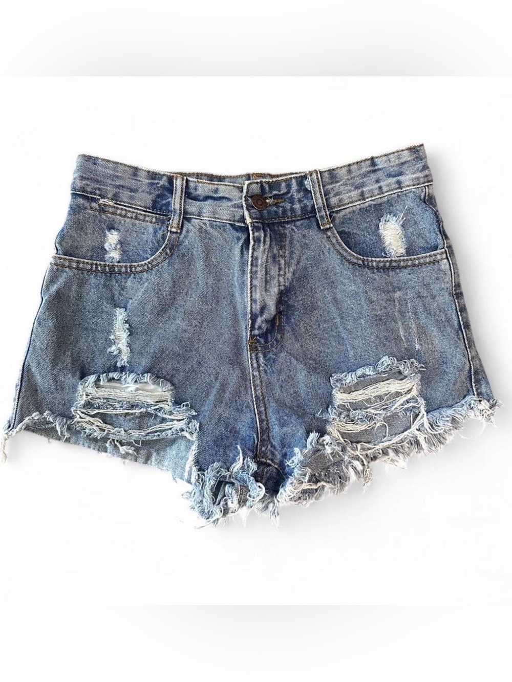 100% Cotton High Rise Denim Shorts Coastal Cowgirl Distressed Jean Shorts